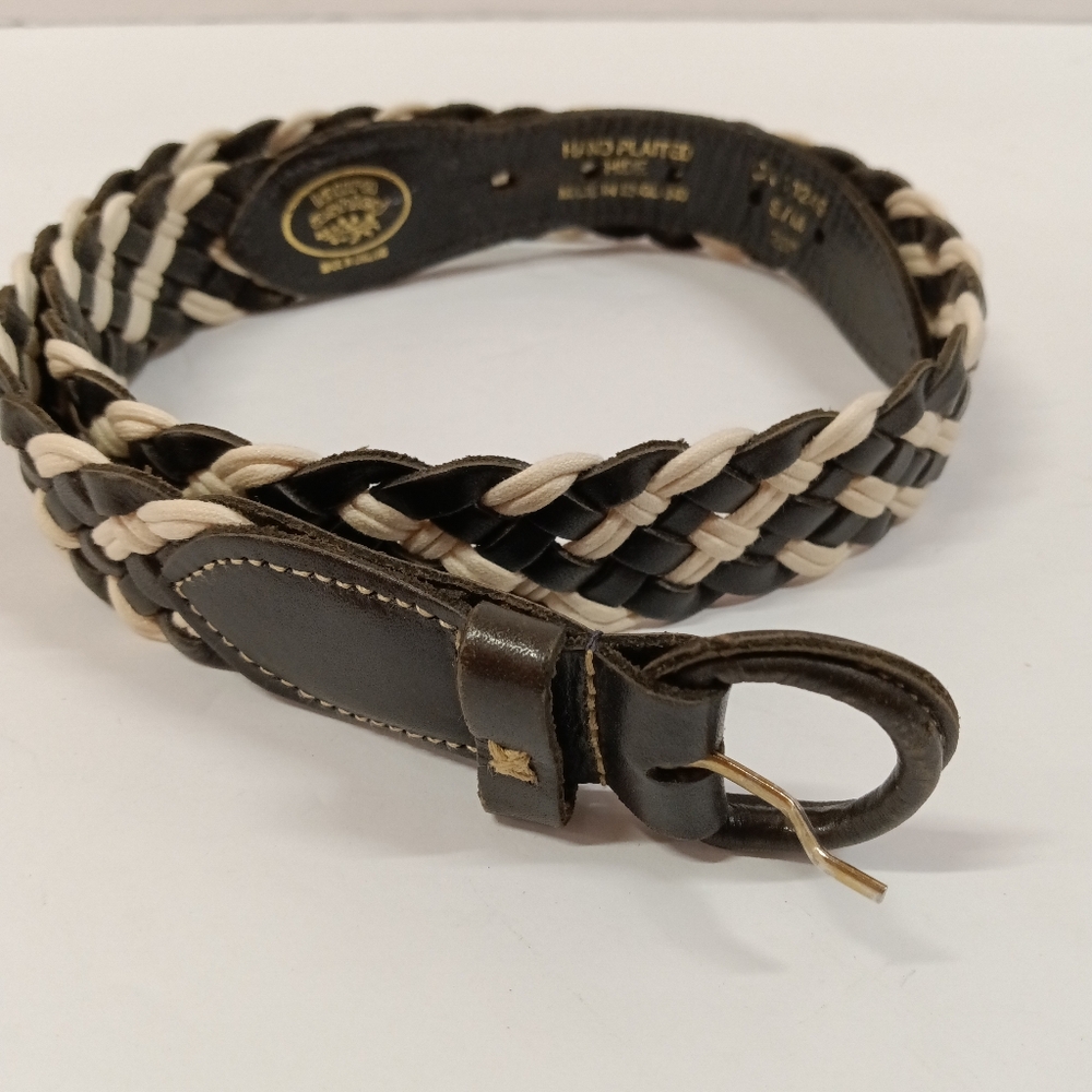 Laura Ashley Vintage Black & White Braided Leather 1" Belt S/M/28